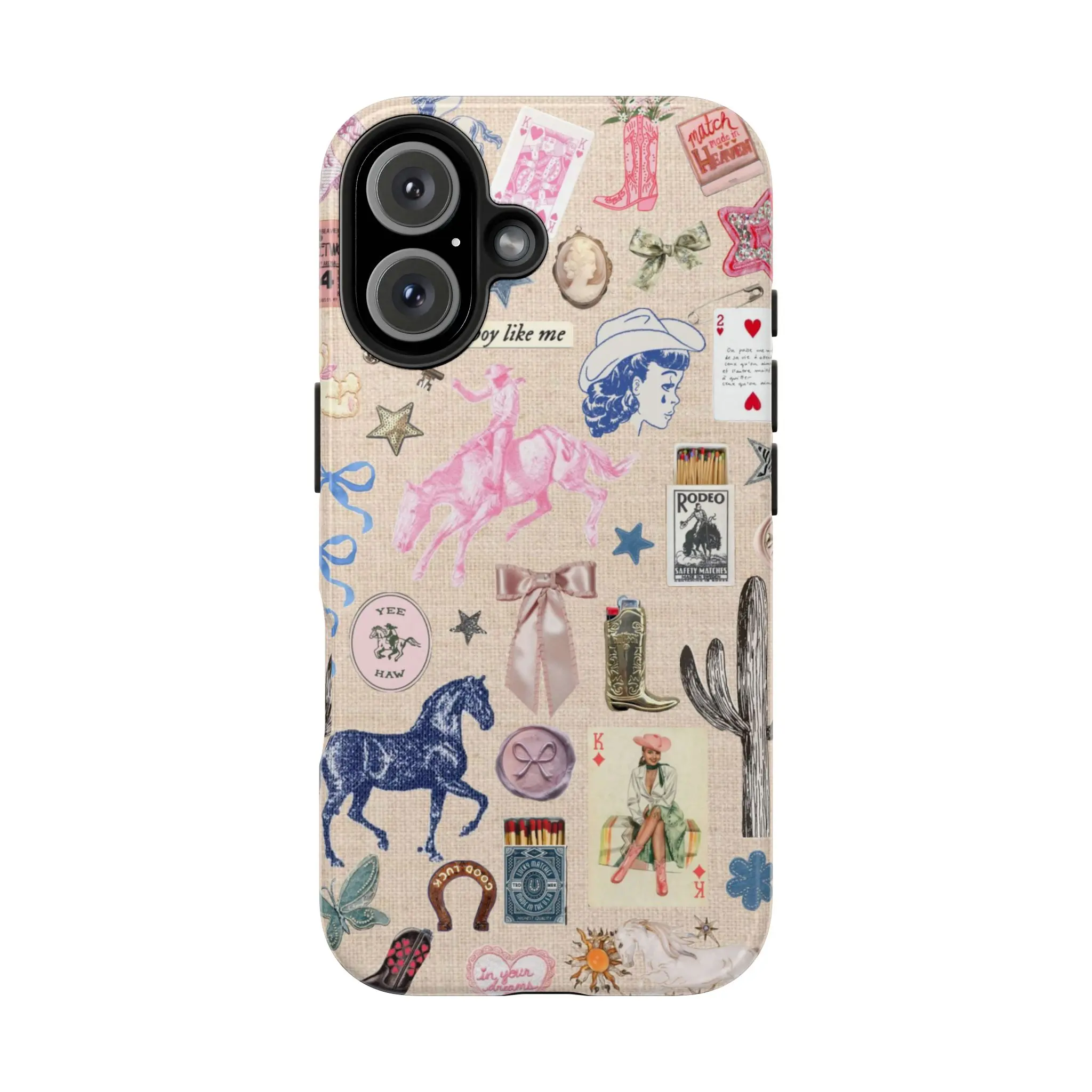 Preppy Collage Cow Girl Cowboy Like Me Coquette Scrapbook Phone Cases Phone Cover Hard Case Tough 2-piece  Phone Case
