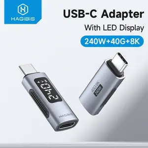 Hagibis LED Display 240W USB C Adapter Type C to USB C USB4 Connector 40Gbps 8K@60Hz for Thunderbolt 4/3 iPhone 15 Macbook Pro