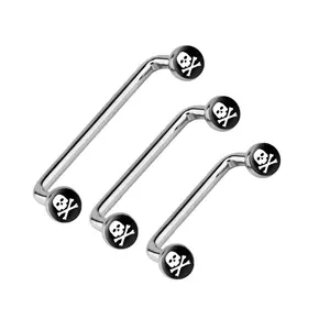 Surface Barbell Internally Threaded 316L Surgical Steel 14G Flat Skull Crossbones Staple Surface Piercings Barbell Jewelry 12mm 16mm 19mm