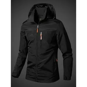 100% Polyamide Lightweight Men's Outdoor Casual Jacket, Hooded with Zipper Closure, Long Sleeve, Regular Fit, Polyester Lining, for Hiking & Outdoor Activities, Spring/Fall Season