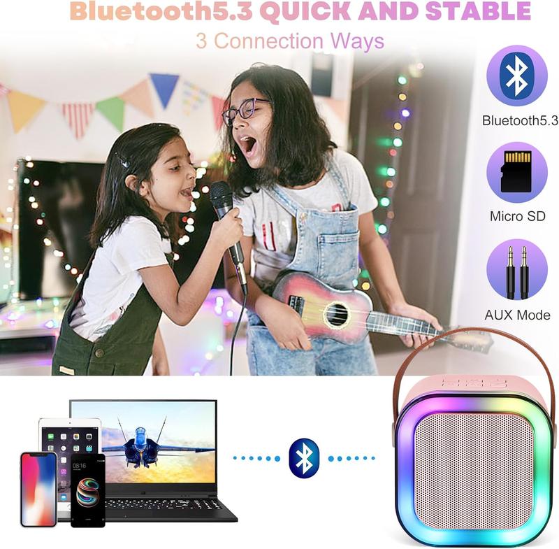 2025 gift ideaPortable Karaoke Machine with 2 Wireless Microphone Mini Portable Bluetooth Speaker with Wireless Microphone Gifts for Kids Age 4-12 Boys Girls Adults Party Outdoor Travel 2025 gift ideaPortable Karaoke Machine with 2 Wireless Microphone Mini Portable Bluetooth Speaker with Wireless Microphone Gifts for Kids Age 4-12 Boys Girls Adults Party Outdoor Travel