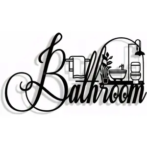 Bathroom Sign, Vintage Metal Sign, Bathroom Word Search Wall Decor, Funny Bathroom Sign Wall Decor, Bathroom Wall Art Metal Decor for Home Decorations (Black)