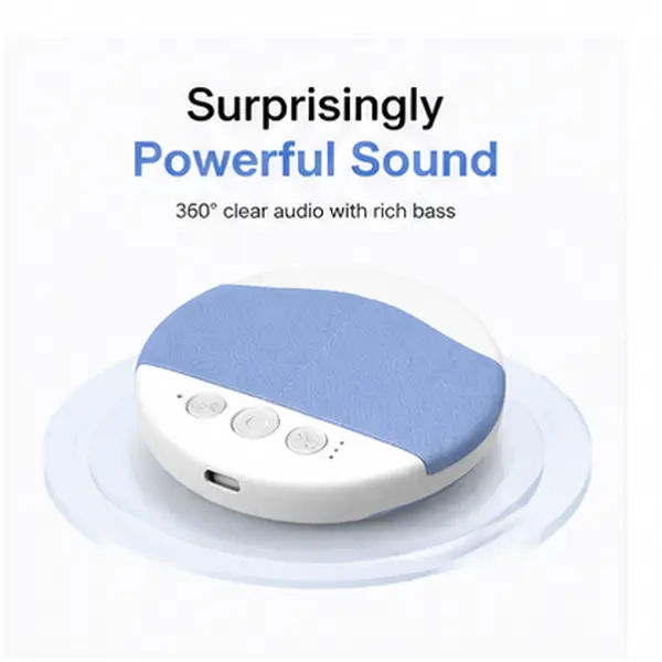 Rechargeable All-in-1 Sleep Therapy Audio Device - White Noise Generator, Bluetooth Audio Speaker with Connection, Adjustable Bedside Lamp with Auto-Shutoff, Compact Soft Fabric Bedroom Decor with Charging Button