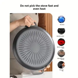 Non-Stick Baking Sheet with Handle, Heat-Resistant Kitchen Bakeware, Easy Clean Round Tray, Ideal for Cookies, Cakes, Bread, Durable Design
