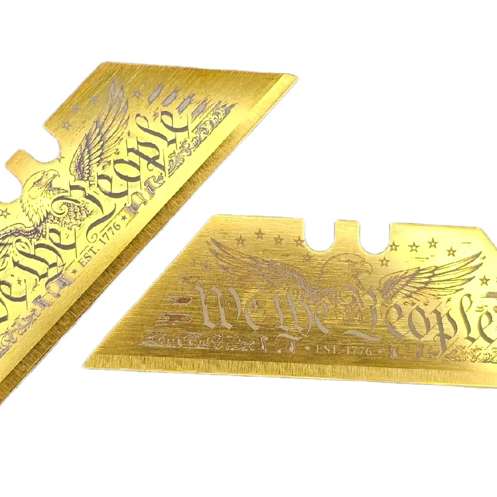 Laser Engraved Gold "We The People" Razor Blades