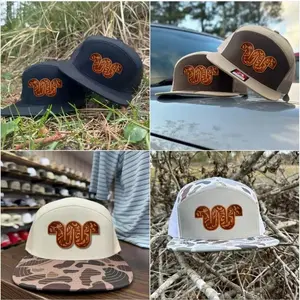 Vintage King Ranch Trucker Hat | Leather Patch 7 Panel Snapback | Casual Western Country Cap for Men Women