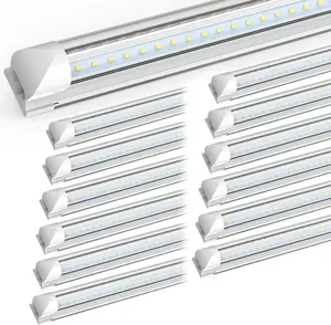 SHOPLED 8FT Shop Light 100W 15000LM 6500K | 12-Pack Linkable V-Shape Led Shop Light | Plug & Play T8 Tube Lights for Garage, Warehouse, Basement | Ultra Bright Energy-Saving Commercial Lighting ETL JESLED Utility  Integrated Fixtures 8 Foot