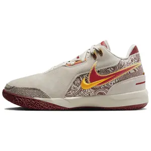 Nike LeBron NXXT Gen AMPD Low-Top Basketball Shoes for Men and Women in Beige Red, Featuring Comfort, Versatility, Slip-Resistance, and Durability Trending Shoes, House White Official Shoes to Get / Maison Mihara