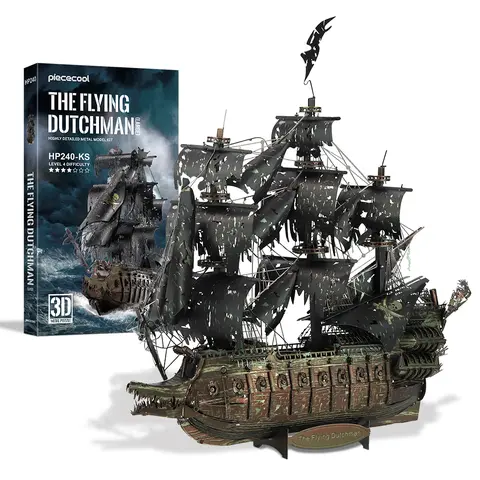 Piececool 3D Metal Jigsaw Puzzle, Difficult 3D Build Pirate-Ship Mystery Model Kit for Adults (13+), DIY Metal Craft Hobby for Family Time & House Decoration