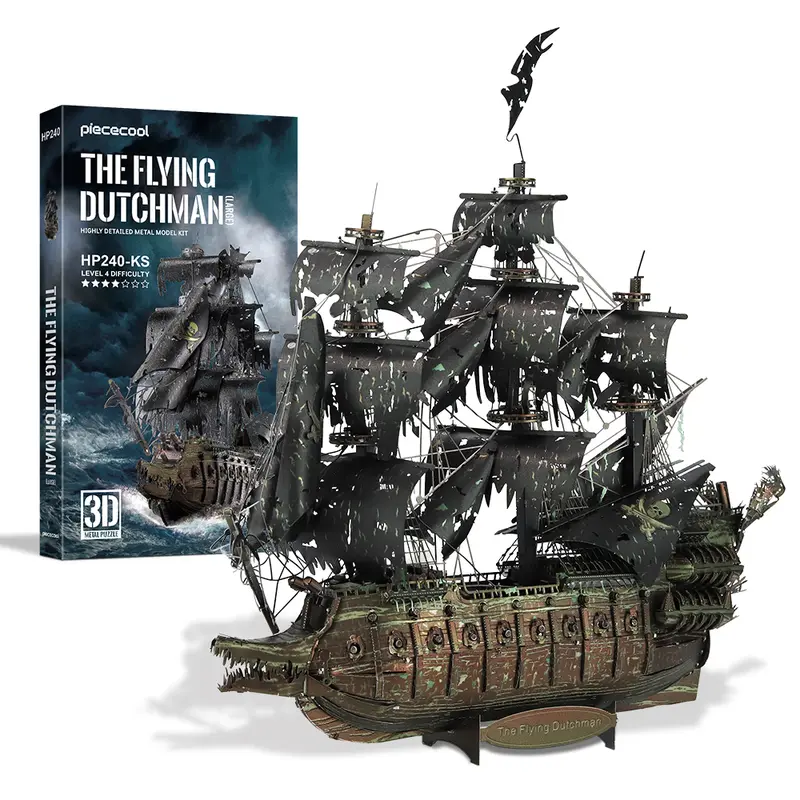 Piececool 3D Metal Jigsaw Puzzle, Difficult 3D Build Pirate-Ship Mystery Model Kit for Adults (13+), DIY Metal Craft Hobby for Family Time & House Decoration