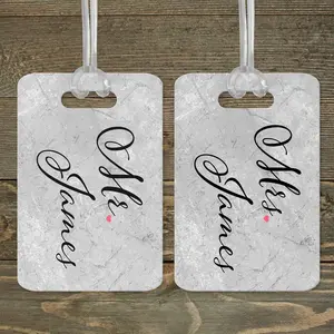 Personalized Luggage Tag | Custom Monogram Bag Tag | Mr. & Mrs.