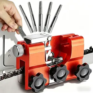 Hand Crank Chainsaw Sharpener Kit with 5 Tungsten Carbide Bits, Manual Sharpening Tool for 6-22 Inch Chainsaw Chains