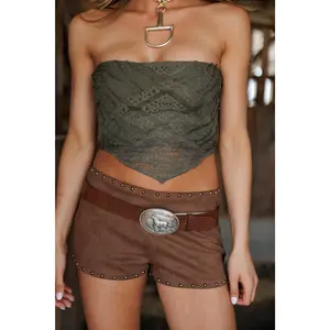 NEW!! "Rodeo Rose" Lace Bandeau Top in Olive