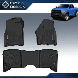 CROSSDESIGN TPE  All Weather Floor Mats Liners Fit For 2013-2018 Dodge Ram 1500/2500/3500 Crew Cab Car Mats for Ram 1st, 2nd Row