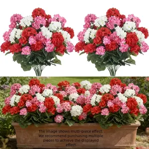 5 Pack Artificial Flowers for Outdoors  Geranium Silk Flowers Outdoor UV Resistant Garden Plants Bush Faux Flowers for Home Wedding Kitchen Table Centerpieces Decor (Colorful, 5Pack)