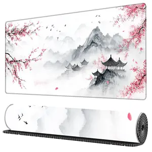 BHJLAXR Cherry Blossom Pattern Mouse Pad, 1 Count Extended Large Mouse Mat, Stitched Edges Mousepad with Non-slip Rubber Base for Office & Home, Desk Accessories
