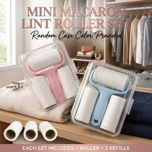 Mini Dust Removal Roller Set (2-Pack) with 3 Refill Rolls - Strong Adhesive Pickup for Pet Hair, Lint, Dust, and Debris - Easy to Use Reusable Handle, No Electricity Required - Versatile for Clothes