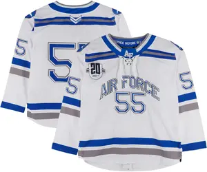 Air Force Falcons Team-Issued #55 White and Blue Jersey with 20th Anniversary Patch from the Hockey Program - Size L - Fanatics Authentic Certified