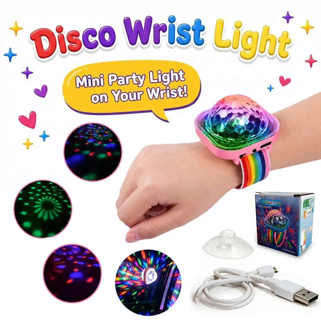 Rechargeable RGB LED Disco Wrist Light - Type C Charging, PC ABS Material, Sound Activated Color-Changing Strobe, Disco Ball Effect for Kids Parties & Indoor Events, Black Friday Christmas Multicolor Indoor Lighting, Led Effects Rechargeable, Led Rgb Ligh