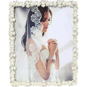 8x10 Picture Frame with  for Wedding,  Plated Photo Frames with High Definition Glass Frames with Rhinestones, 8x10 Photo Frame for Wedding , Tabletop or Wall Mounting Display for