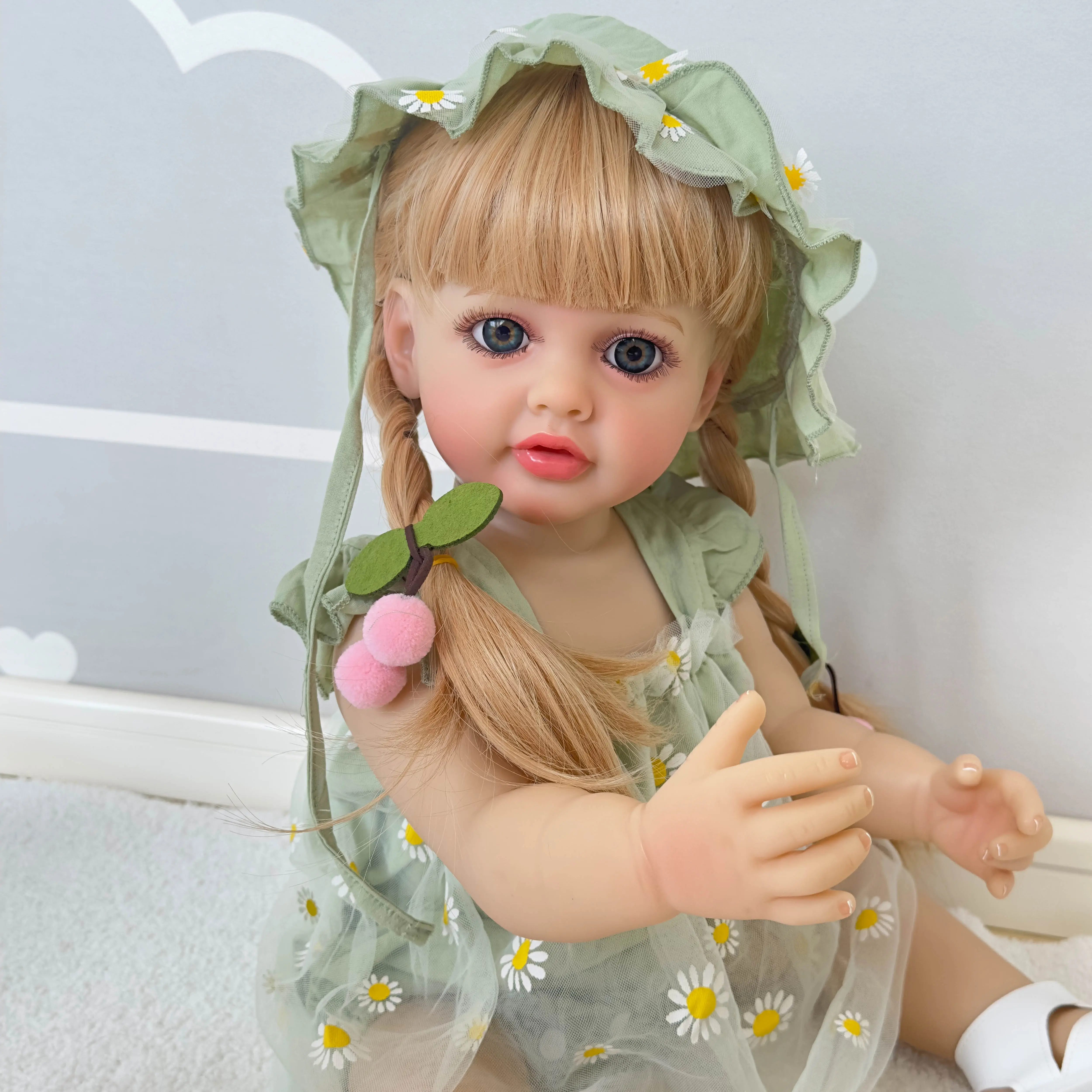 Beautiful Pincess Doll Girl 22-Inch Realistic Toddler Girl Doll, Full Vinyl Body, Lifelike Wig, Complete Feeding Set, Collectible Dress Up Doll, Soft Cuddly Kids’ Role-Playing Birthday Gift in Lovely Gift Box, Collectible Dolls