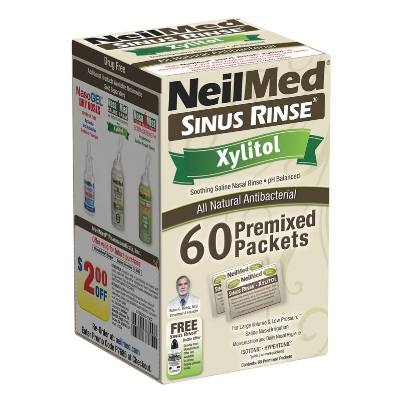 NeilMed Sinus Rinse Premixed Refill Packets With Xylitol, 60ct