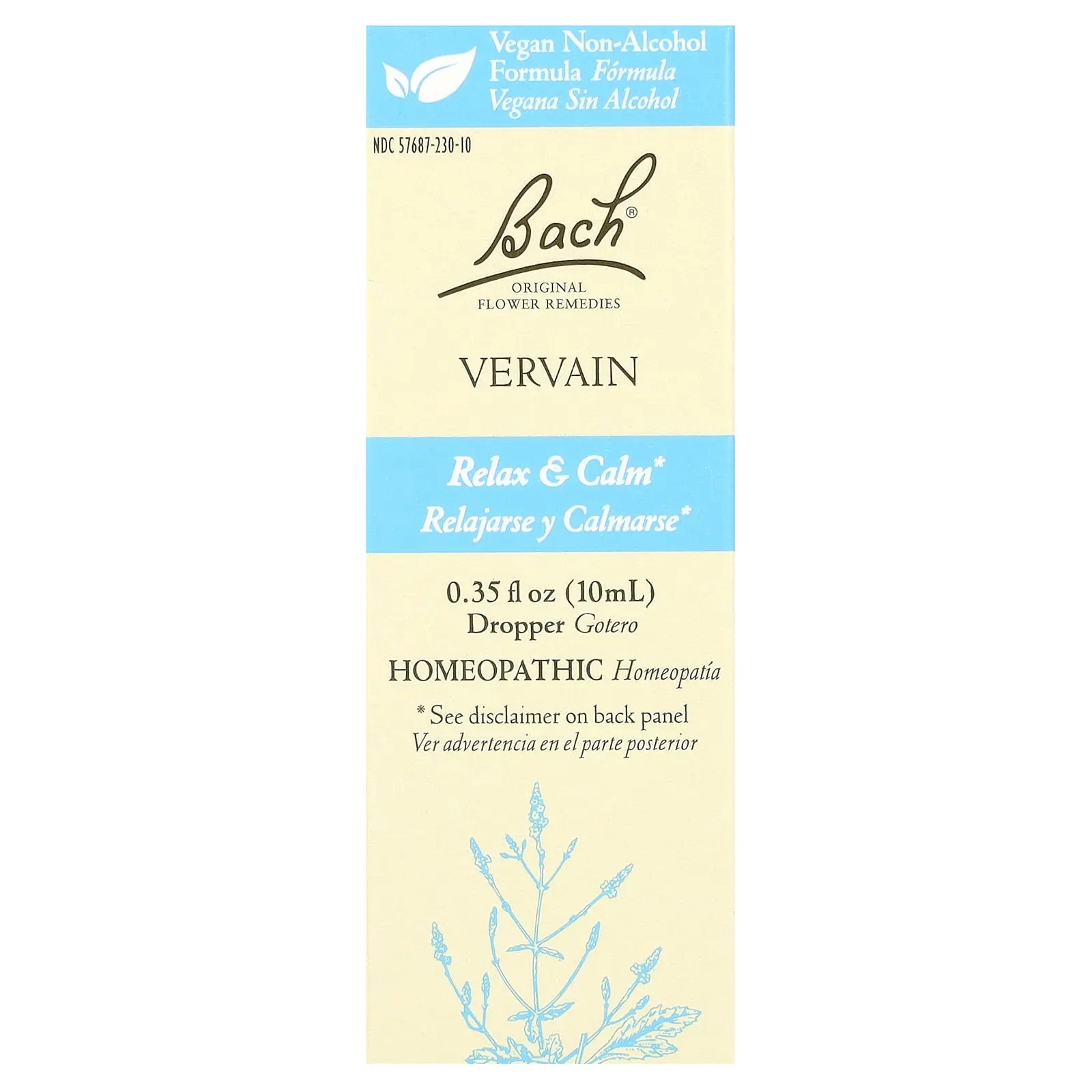 Bach Original Flower Remedies, Vervain, 0.35 fl oz (10 ml)