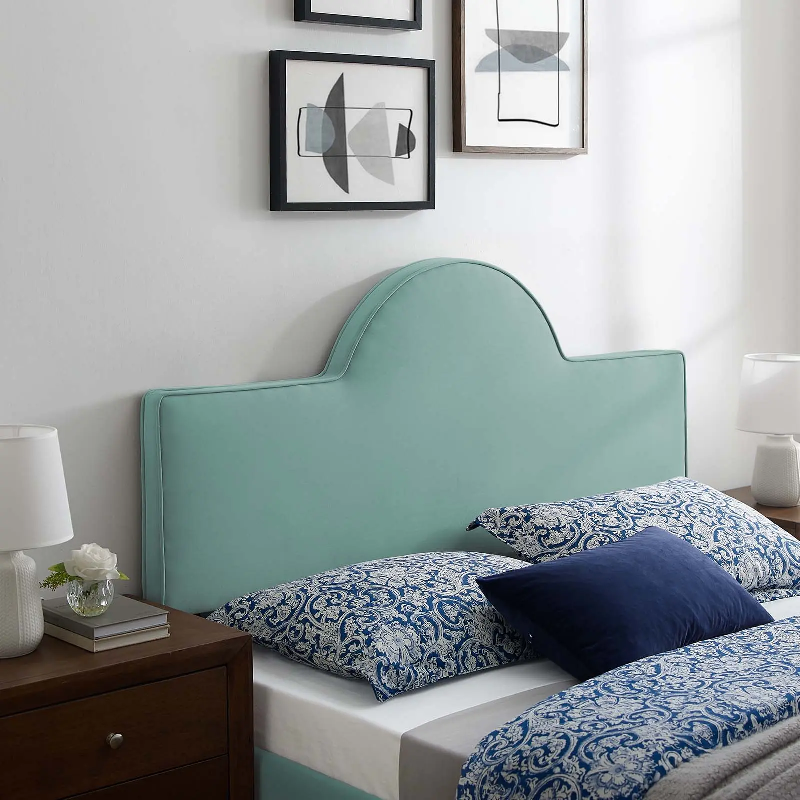 Modway Dawn Twin Performance Velvet Headboard - Mint, Indoor Furniture Headboard with Adjustable Height & Art Deco Design, Headboards, Adjustable Height Headboards