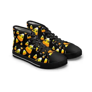 Candy Corn Pattern High Top Sneakers — Cute Halloween Women’s Shoes