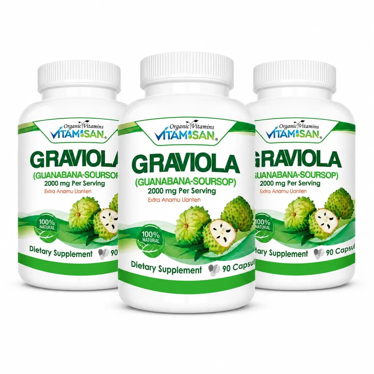 Natural Soursop Graviola Dietary Supplement Capsules - Leaf & Fruit Extract, 270-Count High Potency Bottle, Prop 65 Safe, Healthcare