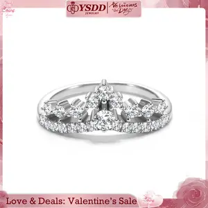 【#198 Tiara】Matching Synthetic Moissanite Wedding Band for Women, D Color VVS1 Clarity Rings 925 Sterling Silver Crown Moissanite Curved Stackable Rings for Women