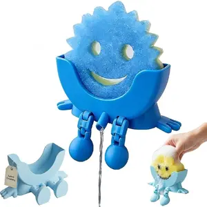 Cute Smiley Face Sponge Holder with Drain Holes, Kitchen Sink Accessories Organizer, Practical Small Tool (does Not Include Sponge)
