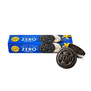 LOTTE ZERO Sugar-Free Vanilla Cream Sandwich Cookies 96g - Korean Snack, Guilt-Free Indulgence