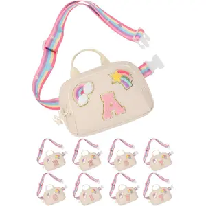 Fanny Pack for Girls, Cute Crossbody Bag for  Teens Belt Bag  Bag With 2 Compartments Trendy Stuff Graduation Birthday Gifts for 4 5 6 7 8 9 10 11 12 13  Beige Initial A