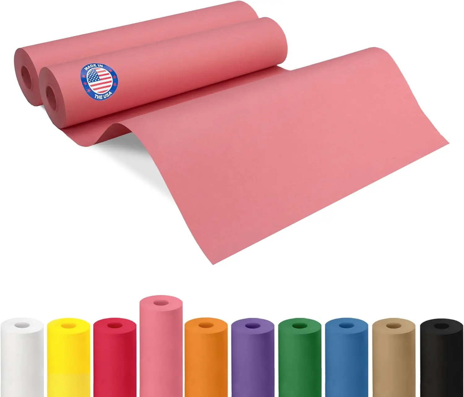 Pink Kraft Paper Roll, 12" x 1200" (100 ft) Pack of 2 - USA-Made Quality Craft Paper for Gift Wrapping, Kids' Arts & Crafts, School Projects - 100% Recycled, 50 lb Natural Material by IDL Packaging