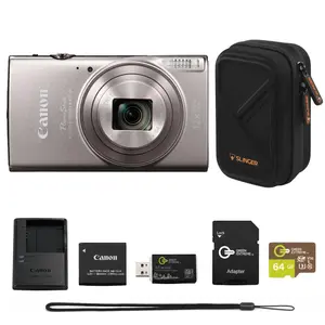 Canon PowerShot ELPH 360 HS Digital Camera Bundle with 64GB microSD Card, SD Adapter, USB Card Reader, Slinger Hardshell Camera Case, Battery & Charger