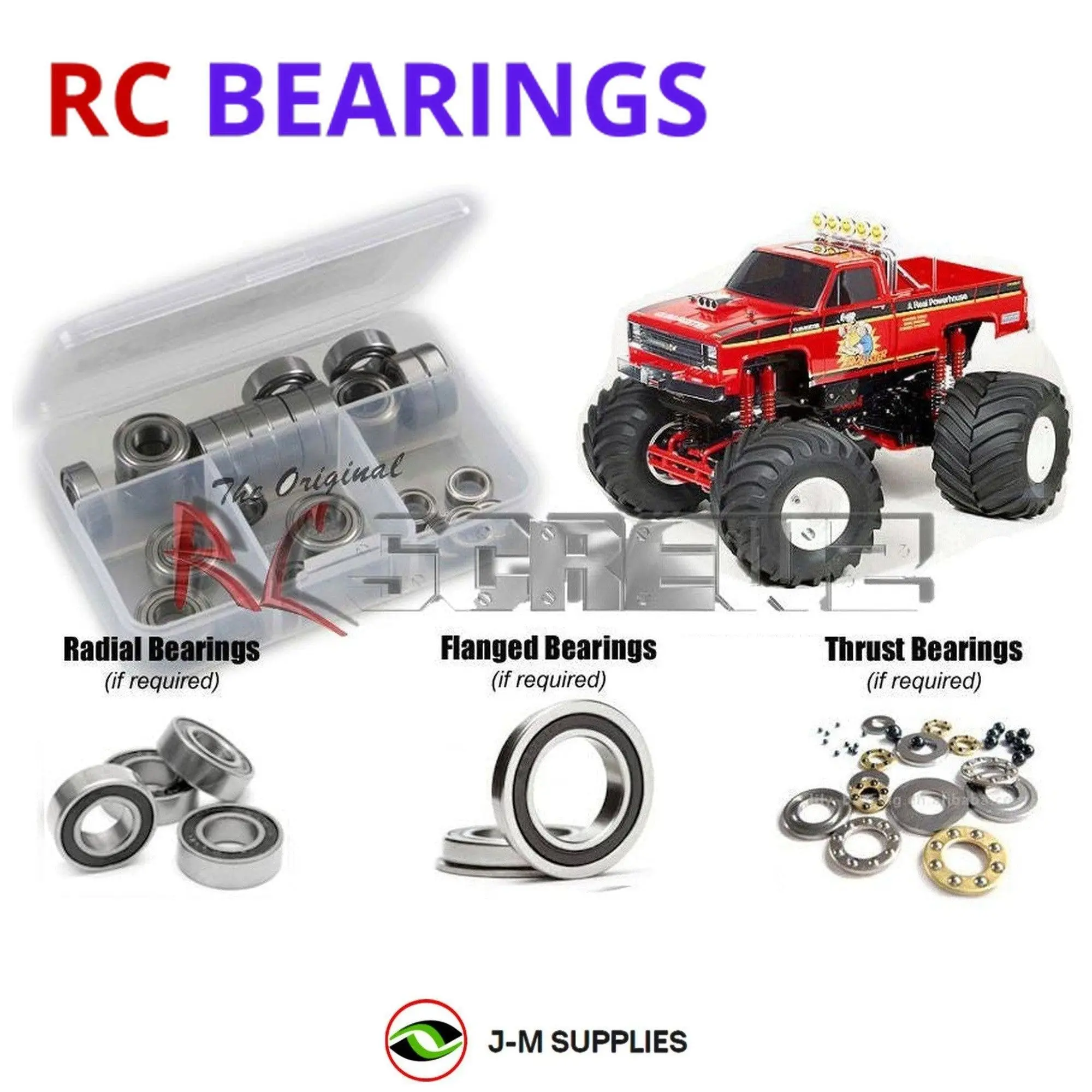 RCScrewZ Rubber Shielded Bearing Kit tam016r for Tamiya Clod Buster 1/10 Electric 4WD Monster Truck Vintage 1987 Release (#58065) | SET