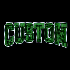 Custom WORD with Outline CURVED SPANGLE ( TWO TRANSFERS )