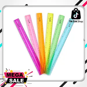 Blue Summit Supplies 30 Plastic Rulers, Bulk Shatterproof 12 Inch Ruler for School, Home, or Office, Clear Plastic Rulers, Assorted Colors, 30 Pack