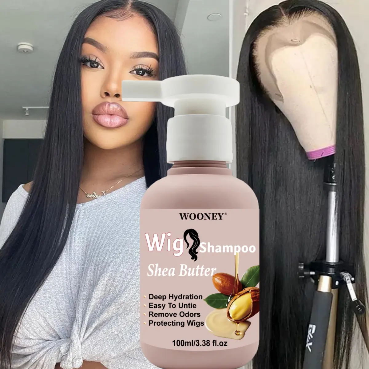 Wigs Care Shea Butter Wig Shampoo Deep Hydration Hydrating Easy To Untie Remove Odors Protecting Wigs Cleanses Gently, Locks in Moisture, Fights Dryness. Safe for All Wig and Color-treated Wigs, Sleek All Day.