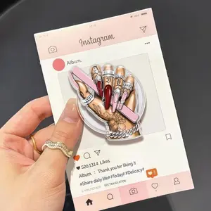 Pretty Nails with Jewelry Phone Grip: Billionaire Vibe MagSafe Pop Socket, Rich Happiness Griptok