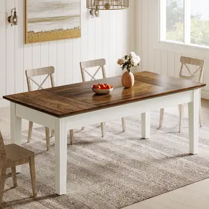 Spaco 62 Inch Farmhouse Dining Table for 4-6 People - Rustic Rectangular Wood Kitchen Table with Sturdy Legs, Country Style Dinner Table for Dining Room & Living Room