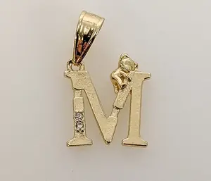 Plated Letter Initial "M" Pendant