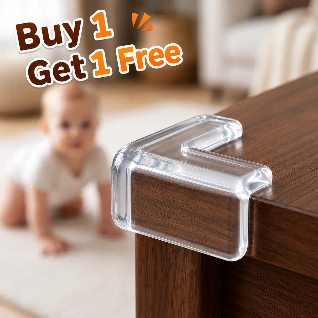 【Buy 1 Get 1 Free】 12-Count Transparent PVC Furniture Table Corner Safety Protectors, Round Shape Adhesive-Strip Bumpers, Thick PVC Sharp Edge Coverage, Fits Marble & More, Absorbs Everyday Bumps