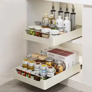 Convenient kitchen pots and pans, spices and dishes, pull-out cabinet organizer, sink shelves, free installation track pull-outs