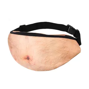 Novelty Funny Belly Fanny Pack Realistic Human Skin Waist Bag with Hyper-Realistic Texture & Adjustable Strap for Party Halloween Costume Gag Gift & Daily Accessory