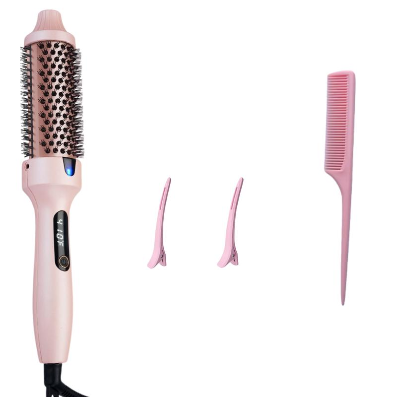 1.5inch Blowout Brush, Ionic Anti-Frizz Hair Curling Thermal Brush Curlingiron Hot Comb perfect for a quick style Fluffy Not damaging hair quality Rechargeable Heated Curler