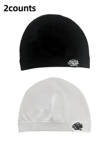 2PC New Letter Print Beanie Hats, Unisex Sports Outdoor Running Caps, Breathable Elastic Material, Fashion Casual Style, All Seasons, Yoga Ventilated Hat