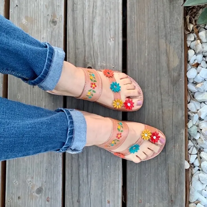 Womens Mexican Sandals, Handmade Leather Huaraches Sandals ,Sandalias Huaraches Mujer Mexicano ,Mexican Leather Shoes, Huarache DEDO COLORES