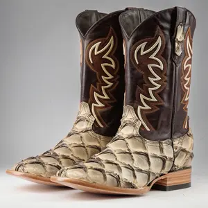 Safari Jumbo Pirarucu Print Leather Boots - Square Toe